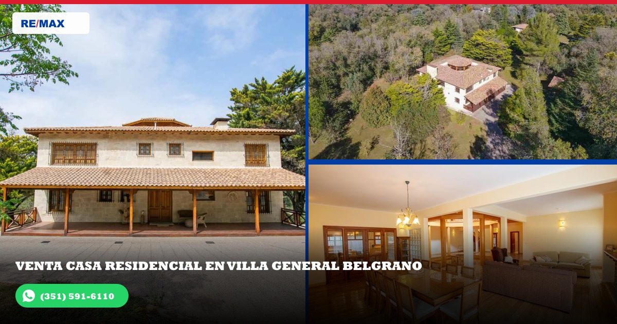 01 - Vista aérea frontal de la propiedad en Barrio Calamuchita, Villa General Belgrano