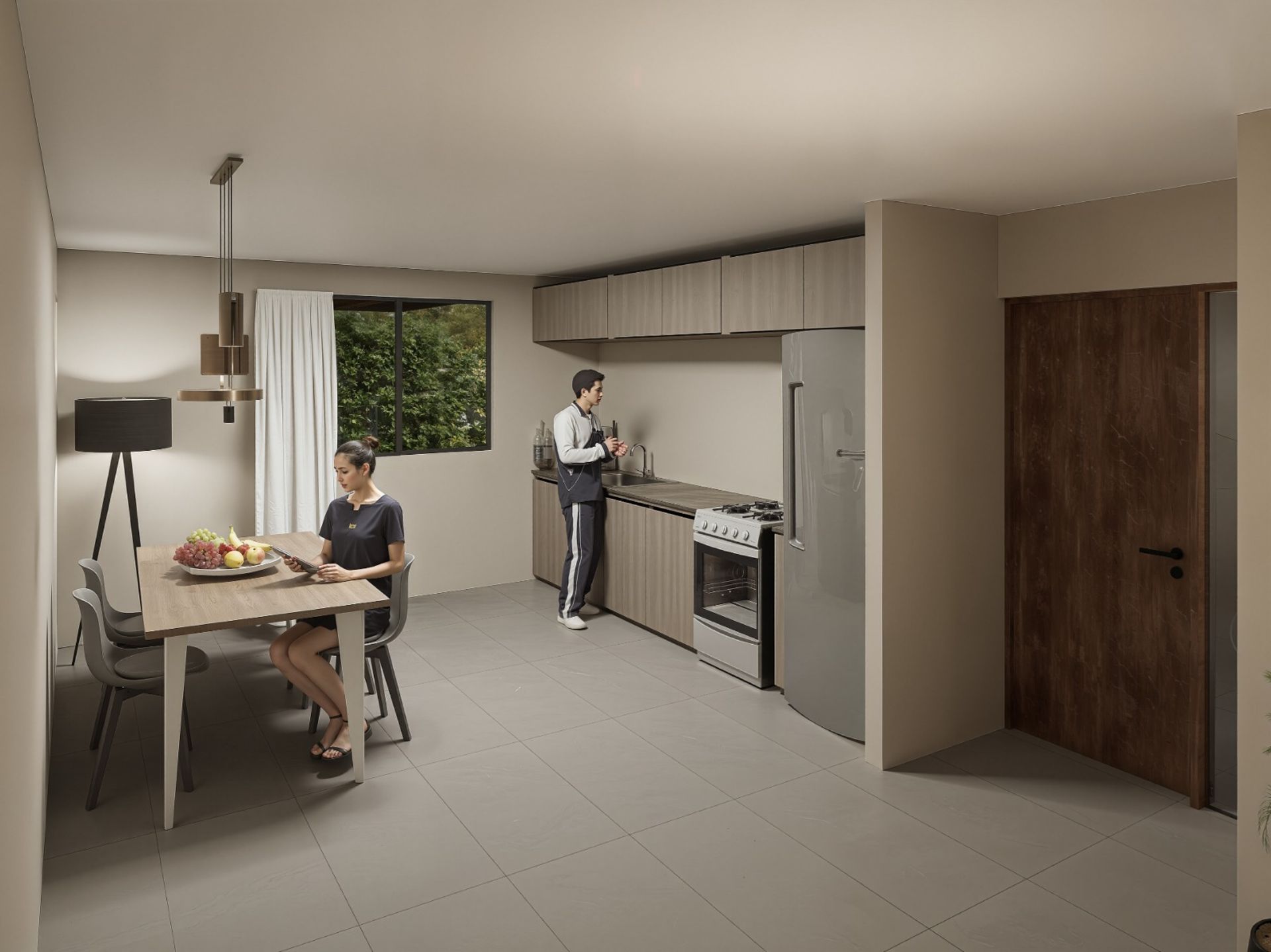 Render Cocina Compacta Integrada